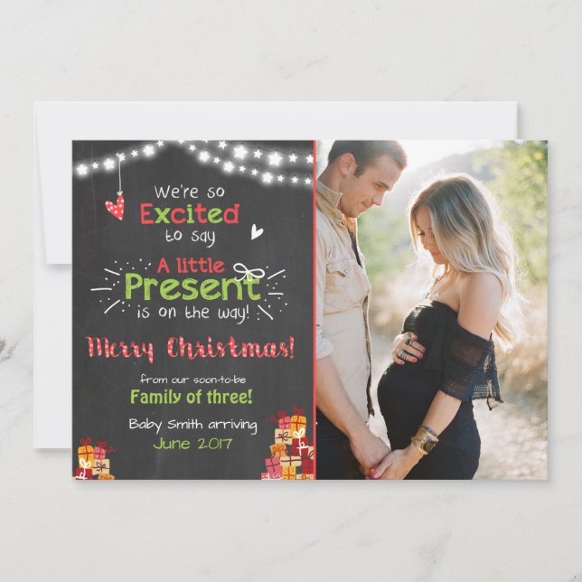 Christmas pregnancy announcement card chalkboard (Front)