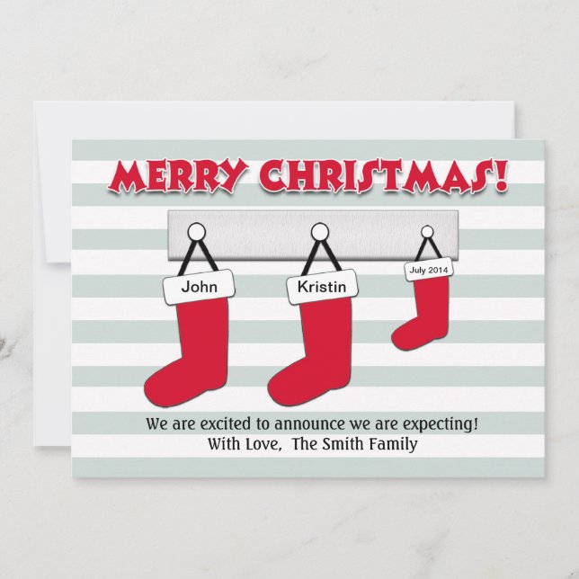 Christmas Pregnancy Announcement Card - Stockings (Front)