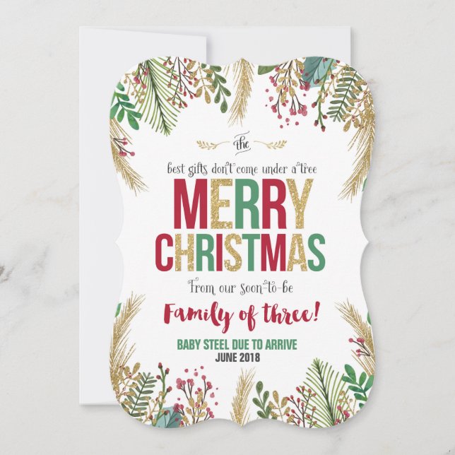 Christmas Pregnancy Announcement Christmas Card (Front)