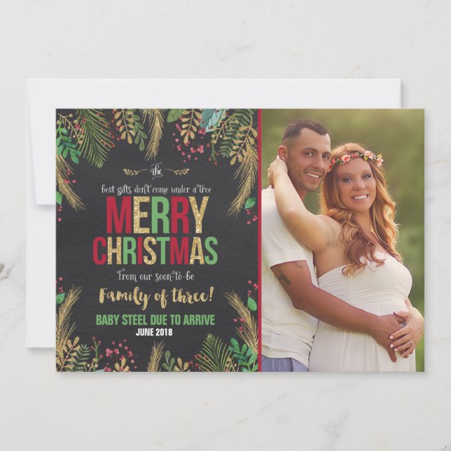 Christmas Pregnancy Announcement Christmas Card (Front)