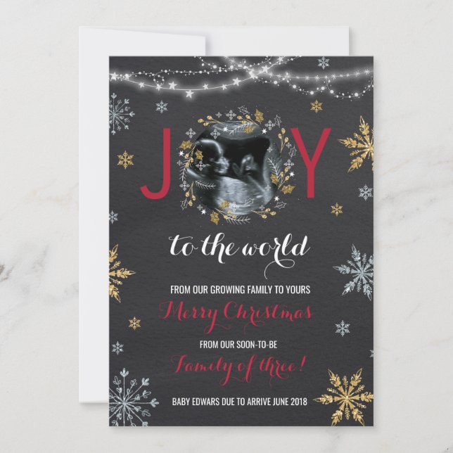 Christmas Pregnancy Announcement Christmas Photo (Front)