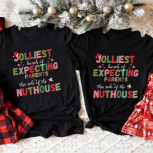 Christmas Pregnancy Announcement Matching Couple  T-Shirt