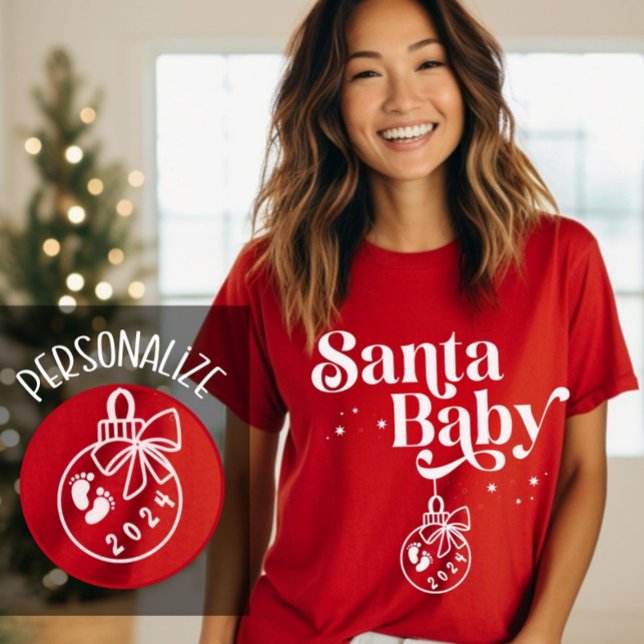 Christmas Pregnancy Announcement Santa Baby T-Shirt (Creator Uploaded)