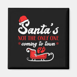 Christmas Pregnancy Announcement Santa's Baby Magnet