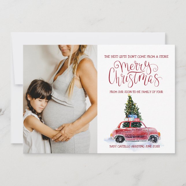 Christmas Pregnancy Announcement - Vintage Car (Front)