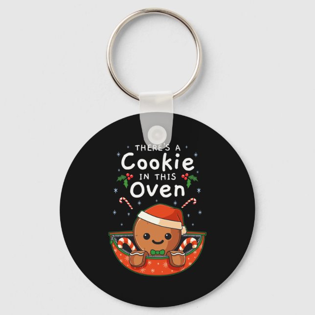 Christmas Pregnancy Gingerbread Man Baby Cookie In Key Ring (Front)