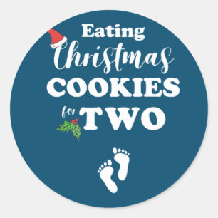 Christmas Pregnancy Mum To Be Xmas Eating Cookies Classic Round Sticker