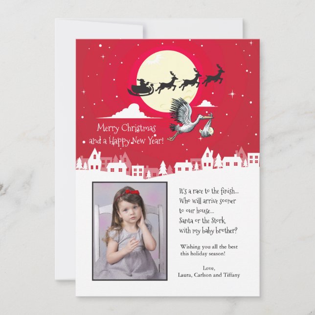 Christmas Pregnancy Photo Holiday Card (Front)