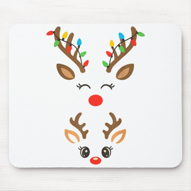 Christmas Pregnancy Reindeer Xmas Lights New Mom T Mouse Mat (Front)