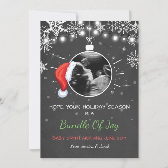 Christmas pregnancy ultrasound announcement Joy (Front)