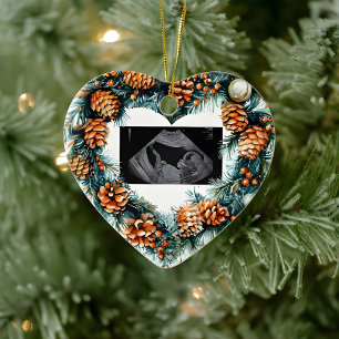 Christmas Pregnancy Ultrasound Baby On The Way Ceramic Tree Decoration