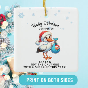 Christmas Pregnant Reveal Funny  Announcement   Ceramic Ornament