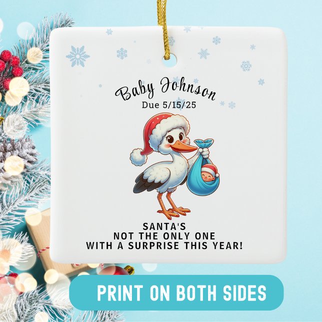 Christmas Pregnant Reveal Funny  Announcement   Ceramic Ornament (Creator Uploaded)