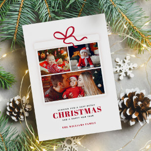 Christmas Present 3 Photo Collage Custom Holiday Card
