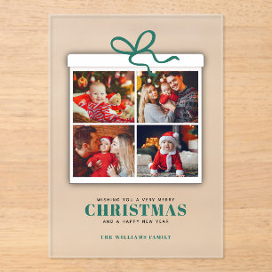 Christmas Present 4 Photo Collage  Acrylic Invitations