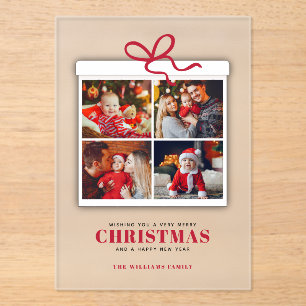 Christmas Present 4 Photo Collage  Acrylic Invitations