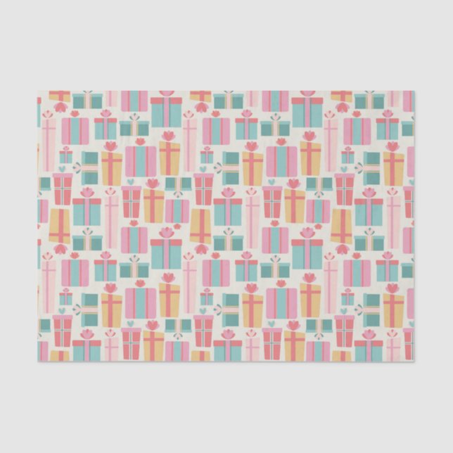 Christmas Present Abstract Pattern Pastel Colors Tissue Paper (Front)