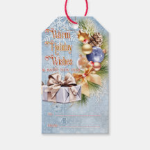 Christmas Present and Bulbs Warm Holiday Wishes