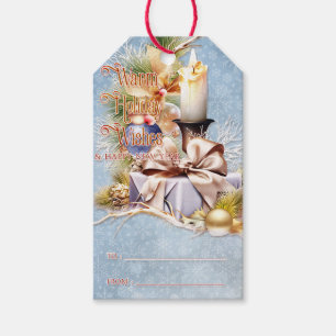Christmas Present and Candle Warm Holiday Wishes Gift Tags