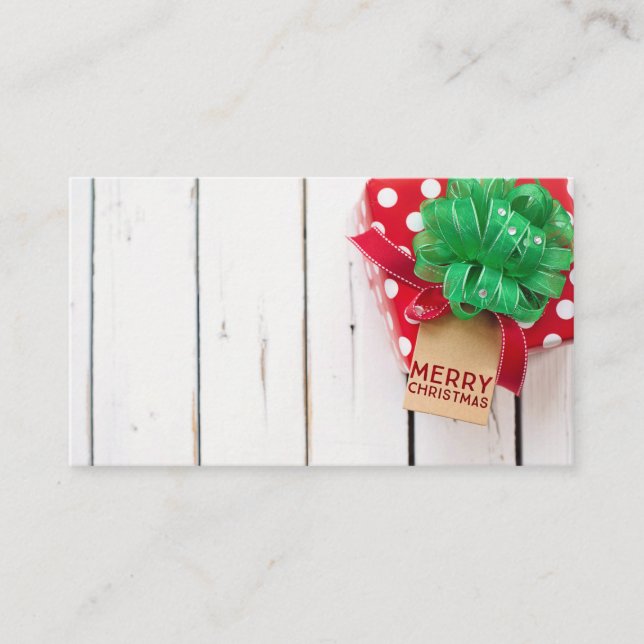 Christmas Present Background Business Card (Front)