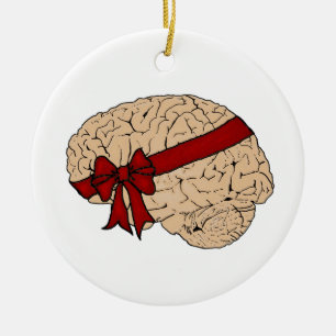 Christmas Present Brain Ceramic Tree Decoration