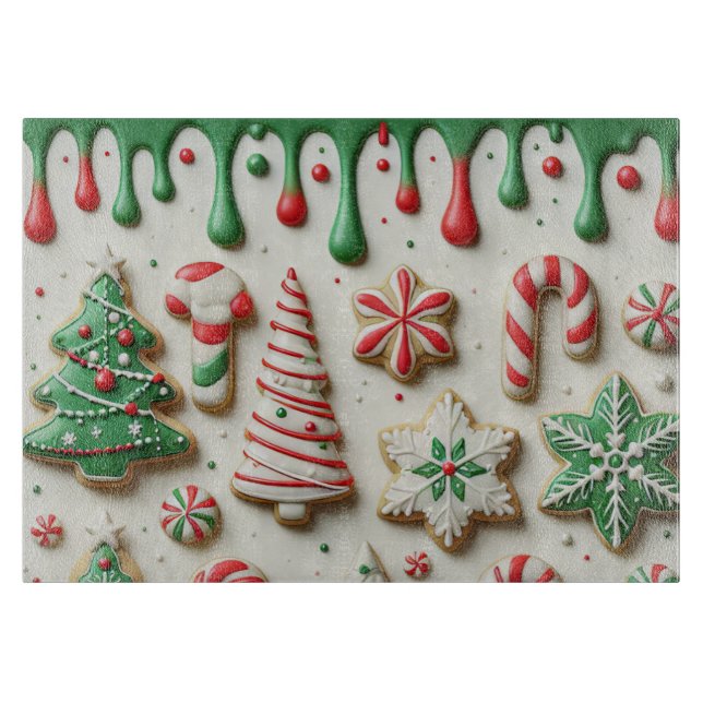 Christmas Present Croquette Bow Bling Glitter Xmas Cutting Board (Front)