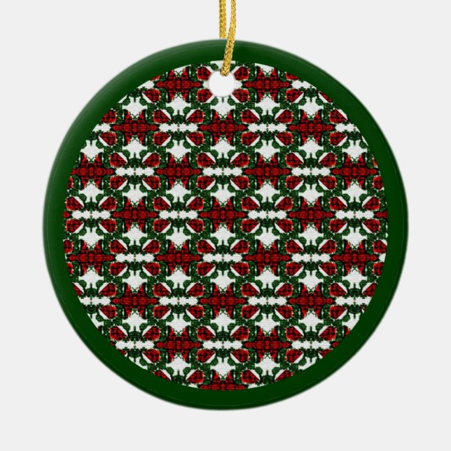 Christmas Present Pattern Ceramic Tree Decoration (Front)