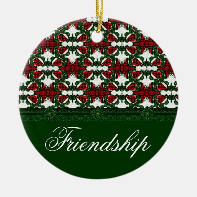 Christmas Present Pattern Ceramic Tree Decoration (Front)