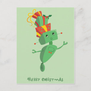 Christmas Present Robot Holiday Postcard