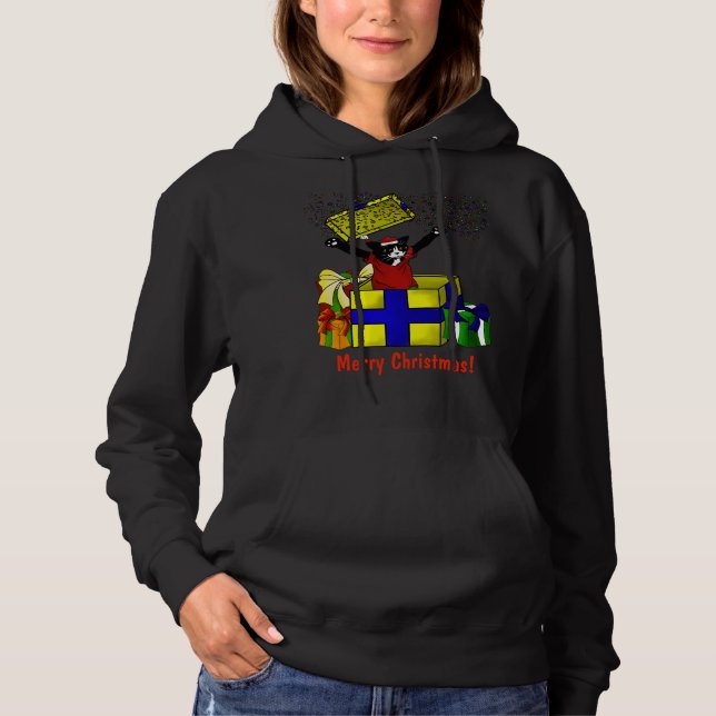 Christmas Present Surprise Cat Hoodie (Front)