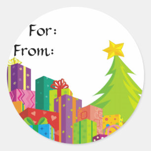 Christmas Presente Template, Classic Round Sticker