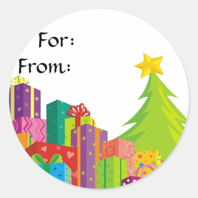 Christmas Presente Template, Classic Round Sticker (Front)