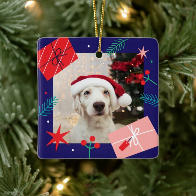 Christmas presents (add your own photo) ceramic or ceramic ornament (Tree)