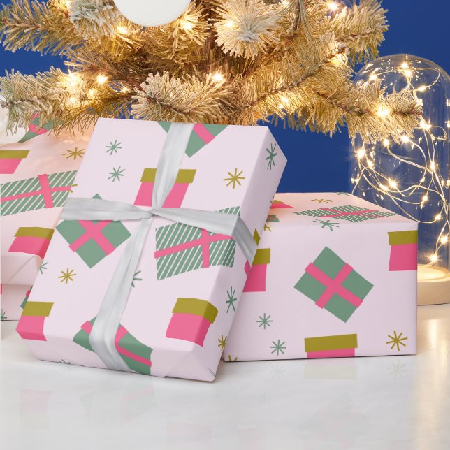 Christmas Presents and Snowflakes Modern Christmas Wrapping Paper (Holidays)