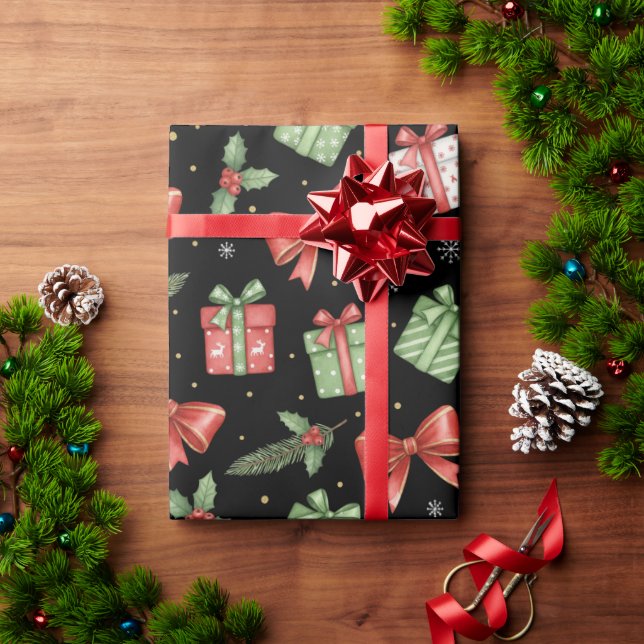 Christmas Presents, Black Wrapping Paper (Holiday Gift)