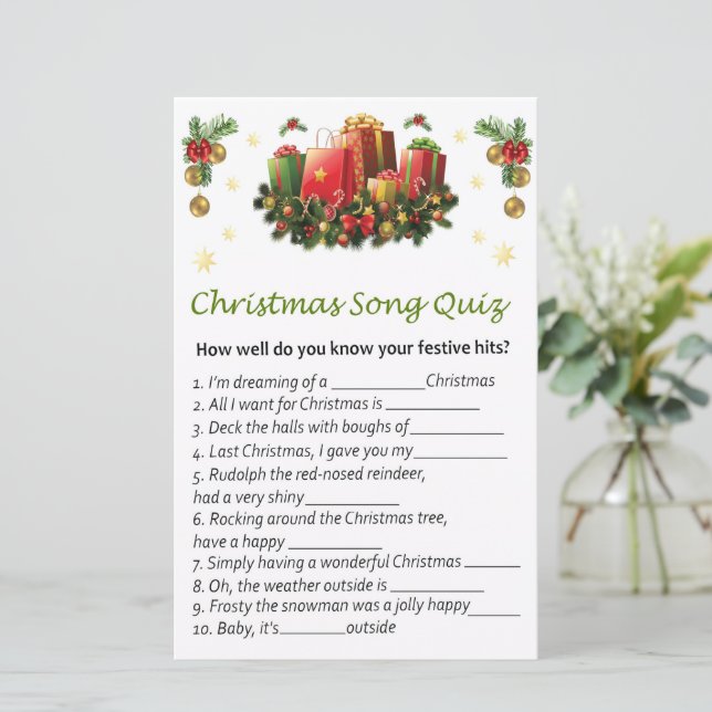 Christmas presents christmas song quiz game (Standing Front)