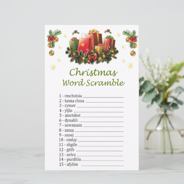 Christmas presents christmas word scramble game (Standing Front)