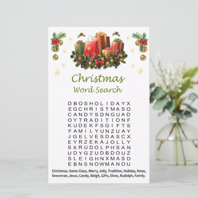 Christmas presents christmas word search game (Standing Front)