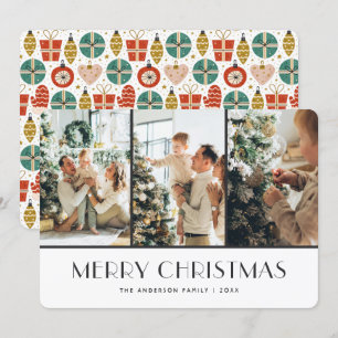 Christmas Presents Ornaments Gloves Snow Photo Holiday Card