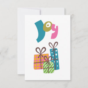 Christmas presents set with Joy. Card