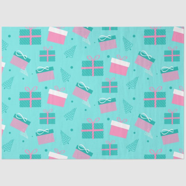 Christmas Presents Snowflakes Blue Christmas Tissue Paper (Front)