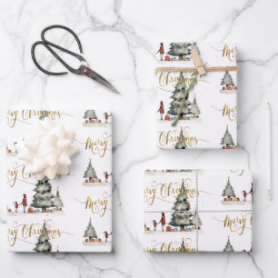 Christmas presents under the tree wrapping paper sheet