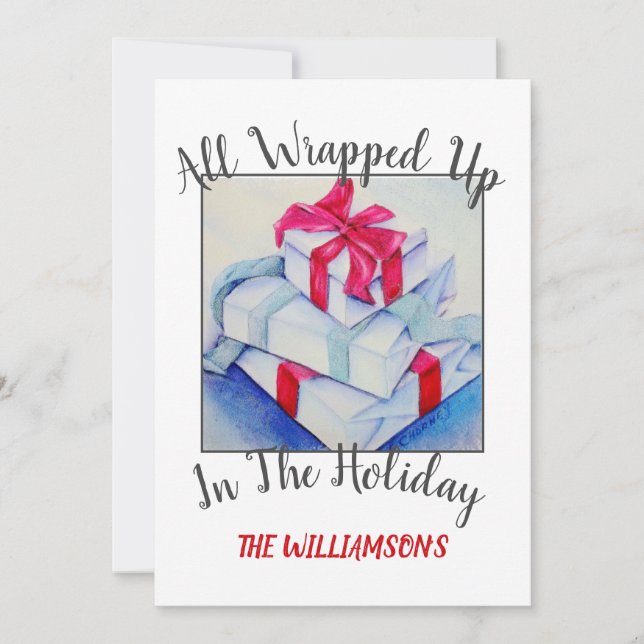 Christmas Presents with photo Holiday Card (Front)