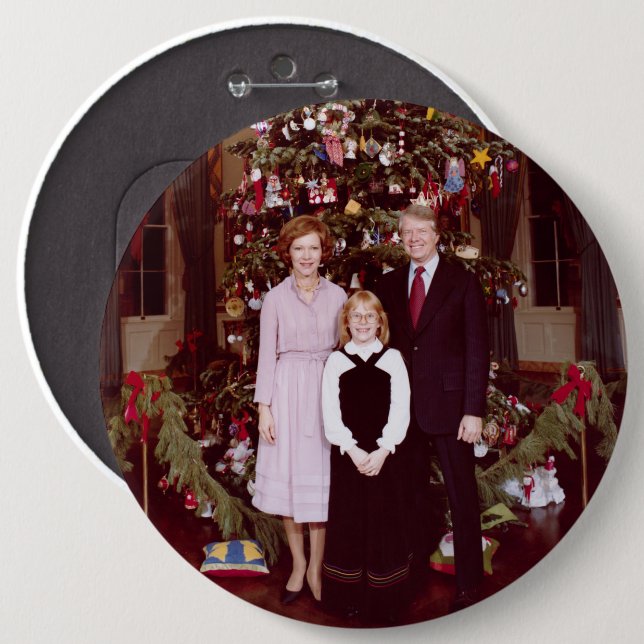 Christmas President James Jimmy Carter White House 6 Cm Round Badge (Front & Back)