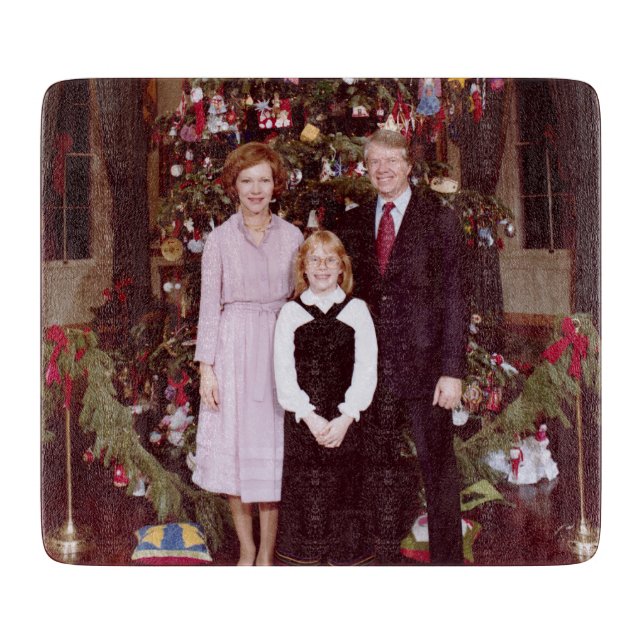 Christmas President James Jimmy Carter White House Cutting Board (Front)