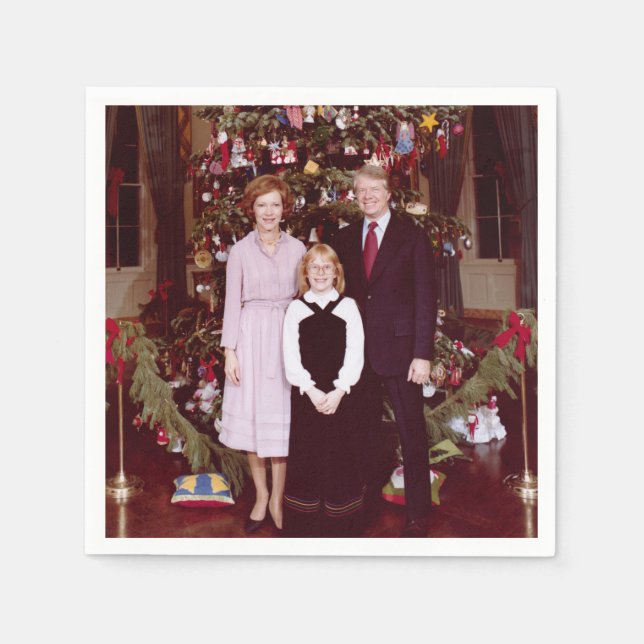Christmas President James Jimmy Carter White House Napkin (Front)