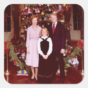 Christmas President James Jimmy Carter White House Square Sticker
