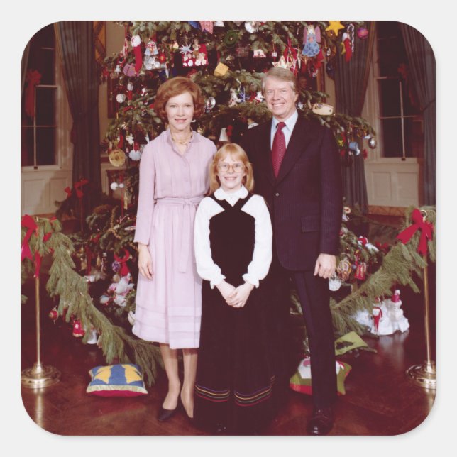 Christmas President James Jimmy Carter White House Square Sticker (Front)