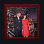 Christmas President John & Jacqueline Kennedy Gift Box<br><div class="desc">President John Kennedy " nickname Jack Kennedy" and First Lady Jacqueline Kennedy at Christmas Reception. In front of the official White House Christmas tree for 1962, located in the Blue Room. This file is a work of an employee of the Executive Office of the President of the United States, taken...</div>