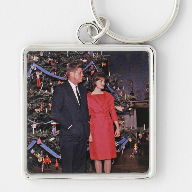 Christmas President John & Jacqueline Kennedy Key Ring (Front)
